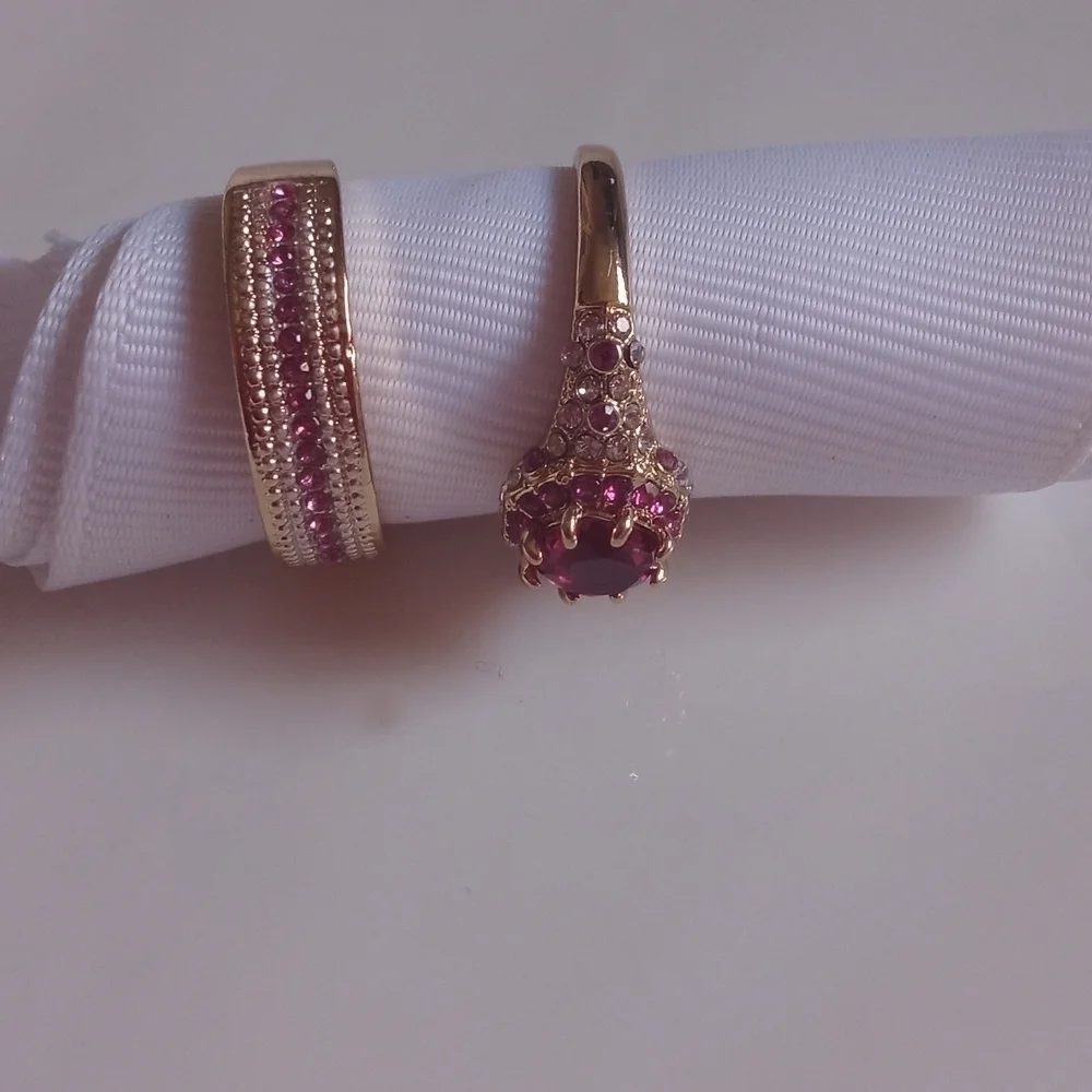 Rings set 14 k Gp Rings size 9,10 set 2 sapphire created  gorgeous